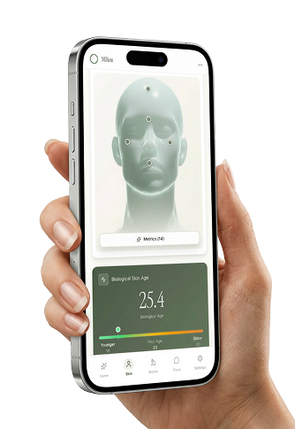 Milieu AI skin scan on a phone